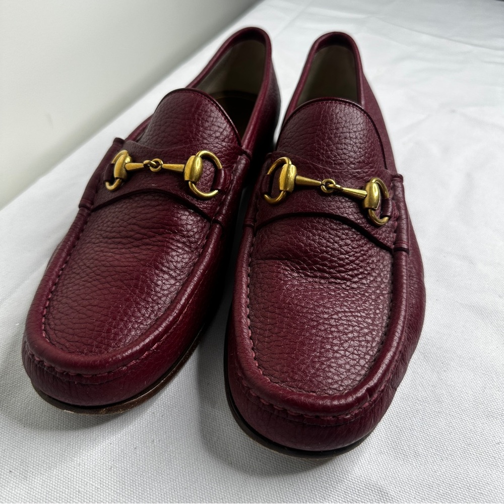 Gucci - Men’s Horsebit Authentic - Red Leather Vintage Loafer Shoes - Size 7 - Picture 9 of 10